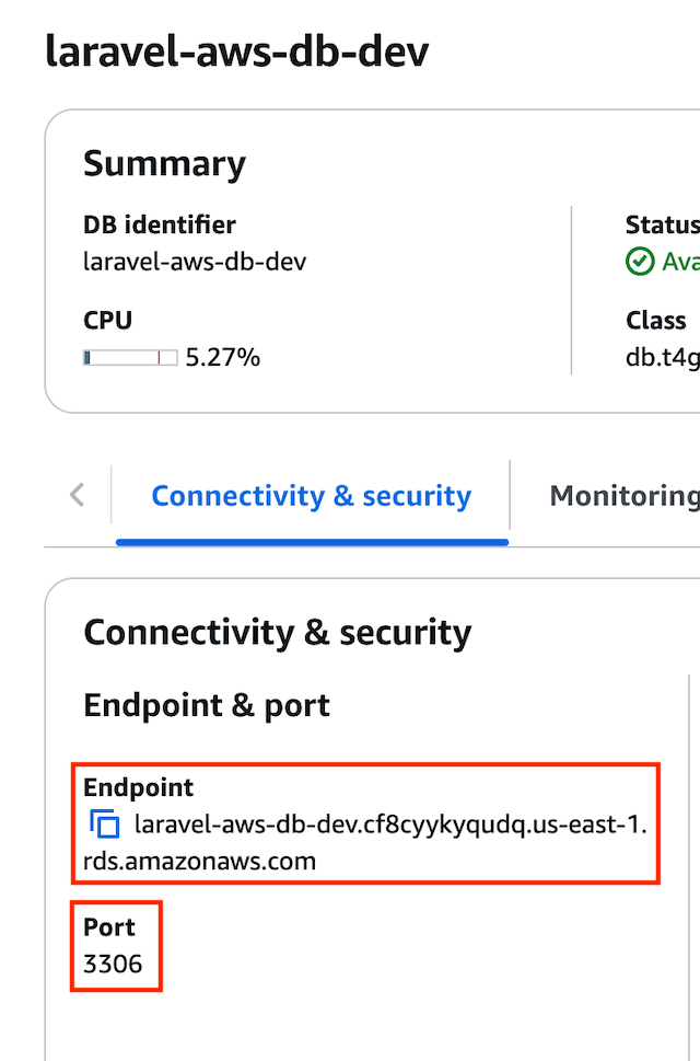 Endpoint is the value for DB_HOST in your .env file