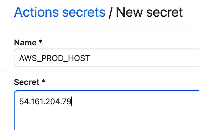 Create AWS HOST Secret Variable