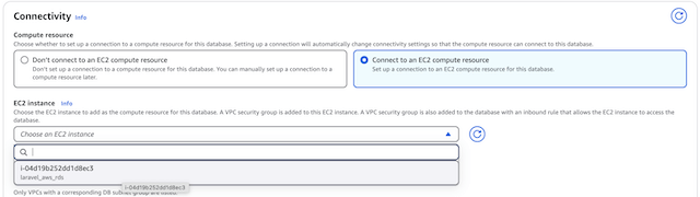 Select an EC2 instance for your RDS