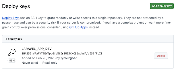 SSH Public key added to Deploy keys in Github