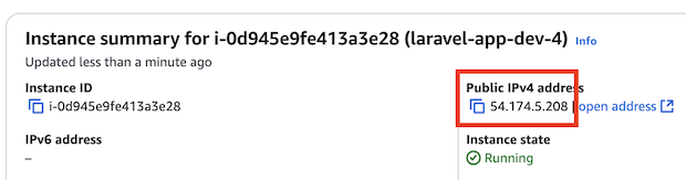 Copy EC2 Public IPv4 Address to access SSH
