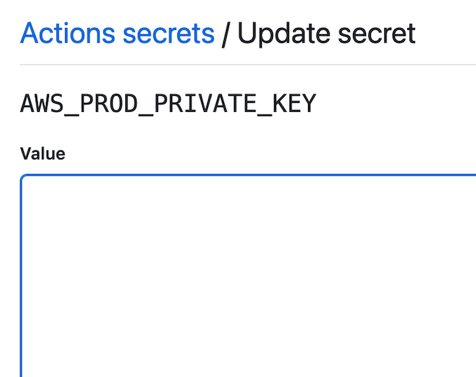Create Secret PRIVATE KEY on Github