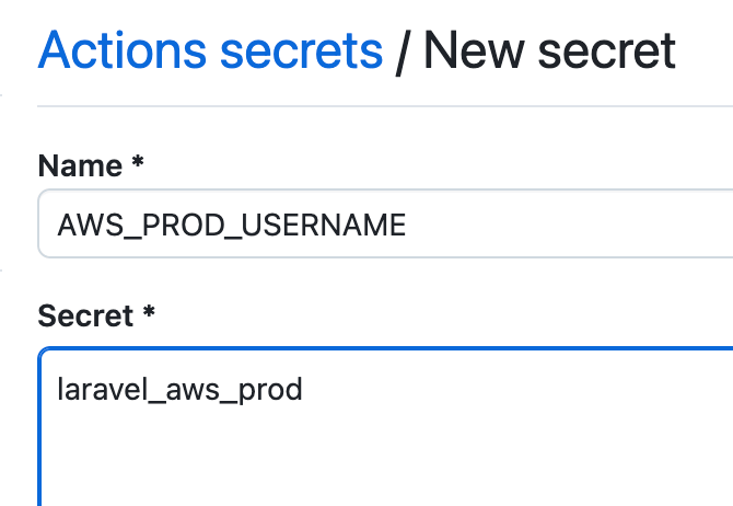 Create AWS USERNAME Secret Variable