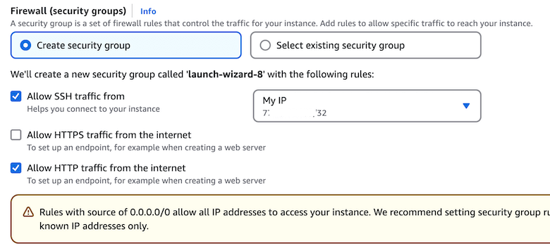 Check allow HTTP for internet traffic